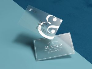 موکاپ کارت ویزیت شیشه‌ای مینیمال